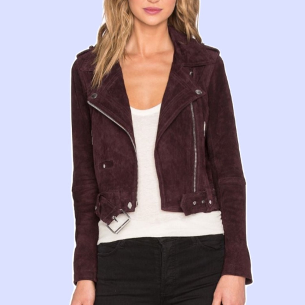 BLANK NYC Burgundy Suede Moto Jacket size Small